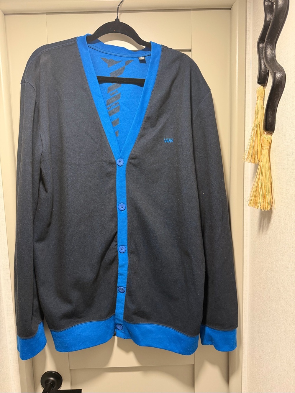 Vans Men’s Black Cardigan with Blue Trim